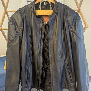 Extremely Heavy Duty, High-Quality Vintage Black Leather Motorcycle Jacket
